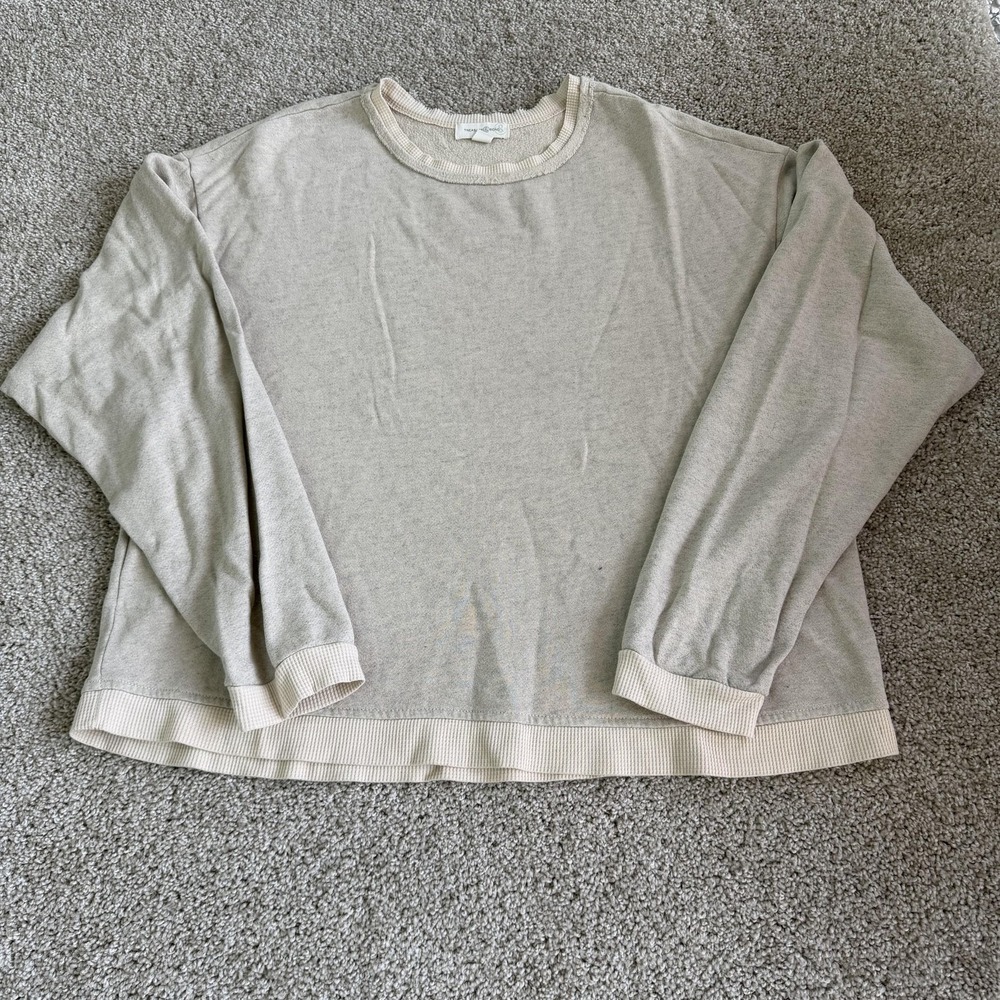 Treasure & Bond Sweatshirt Mens XL Beige Knit Pullover Long Sleeve Crewneck